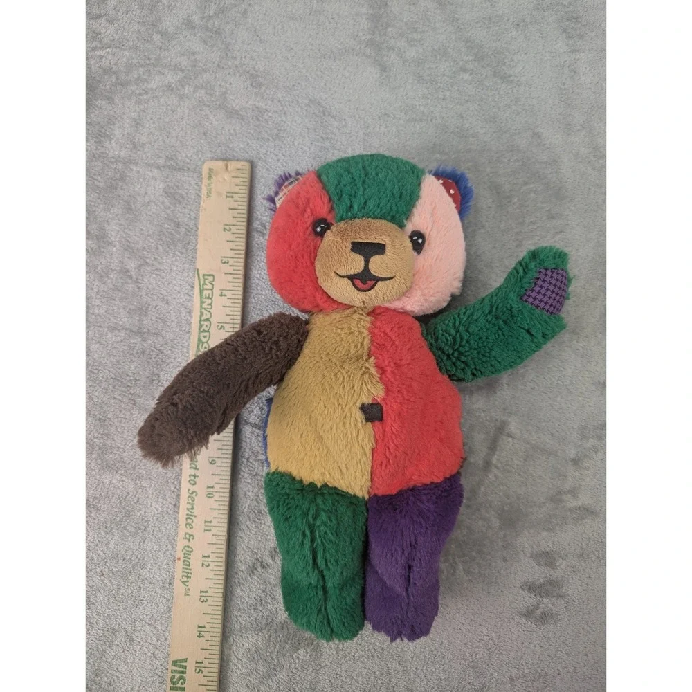 Vintage Peef Plush Bear Christmas Teddy Colorblock Stuffed Animal 1996 90s Book
